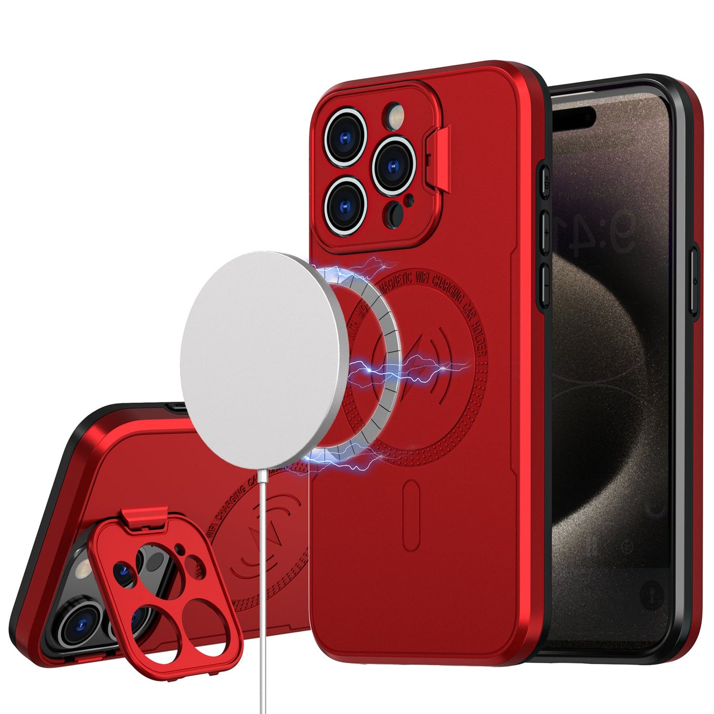 iPhone 11 Red Magnetic Ring Stand Matte Hybrid Case