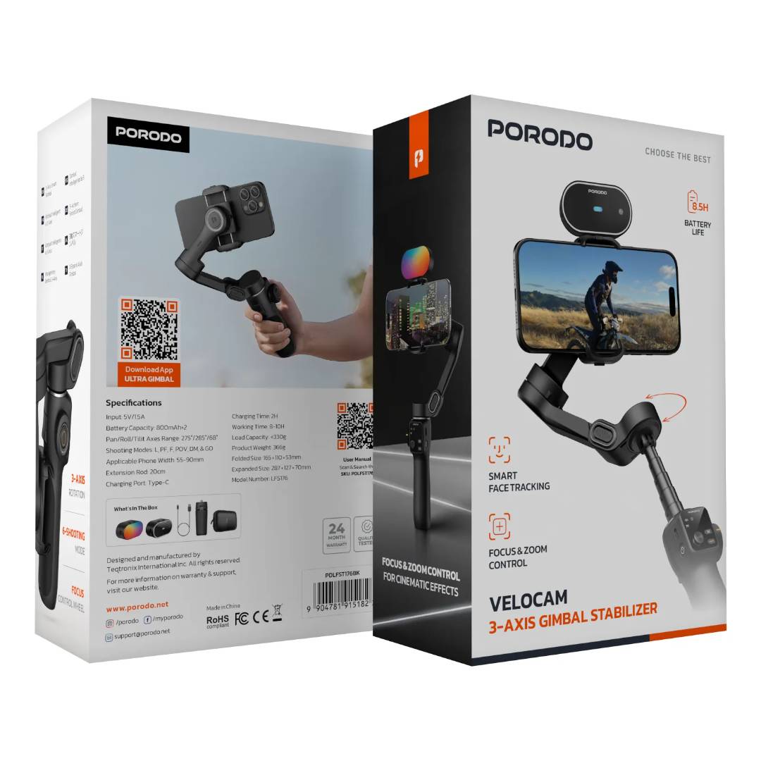 Porodo Velocam 3-Axis Gimbal Stabilizer