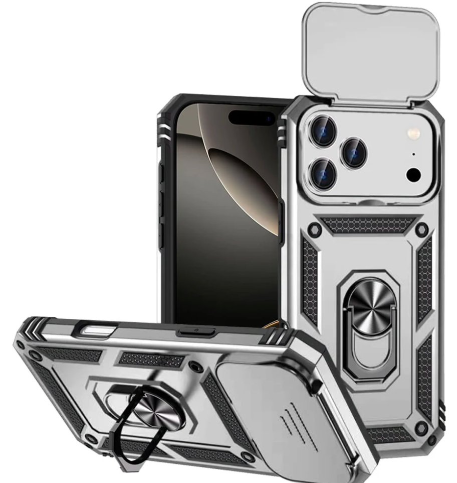 iPhone 17 Pro Max Ring Stand Camera Case - Silver