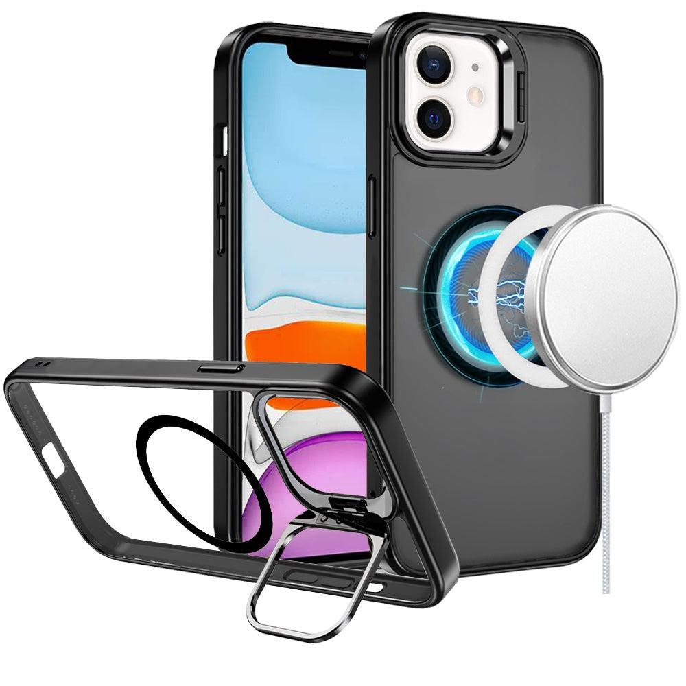 iPhone 11 Black Fearless Metallic Ring Stand Hybrid Case