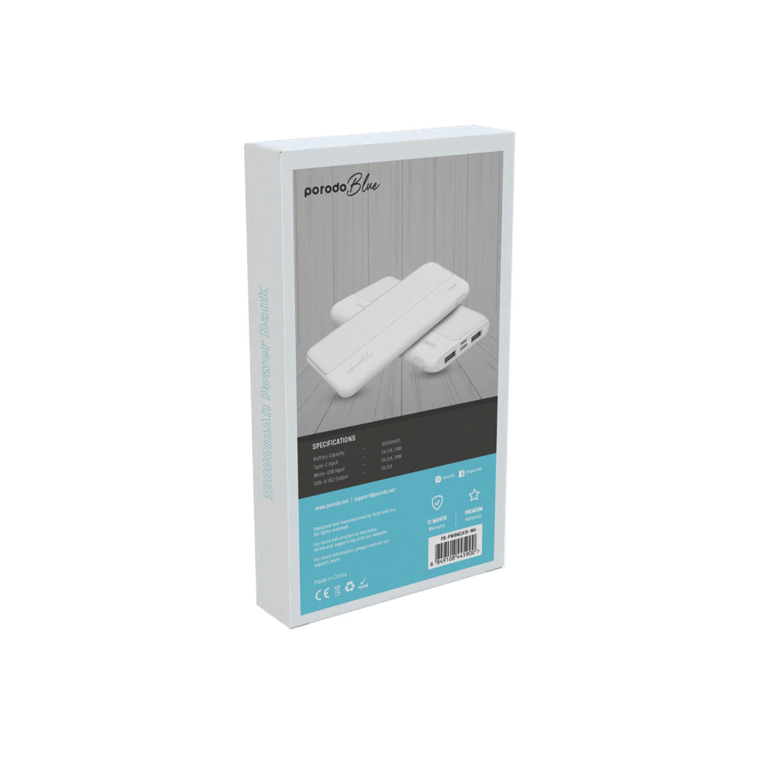 Porodo Blue 10000mAh Slim Power Bank