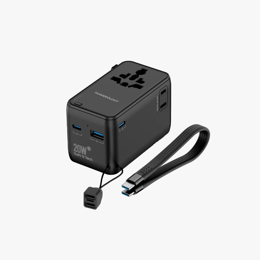 Powerology 2500W Universal Travel Adapter with 4000mAh Power Bank