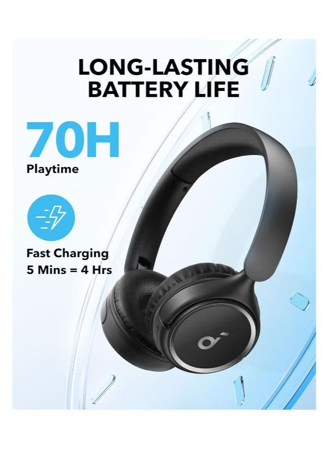 Soundcore H30i Wireless On-Ear Headphones, Foldable Design, Pure Bass, 70H Playtime